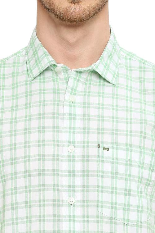 Slim Fit Cotton Checks Halfsleeves Shirt