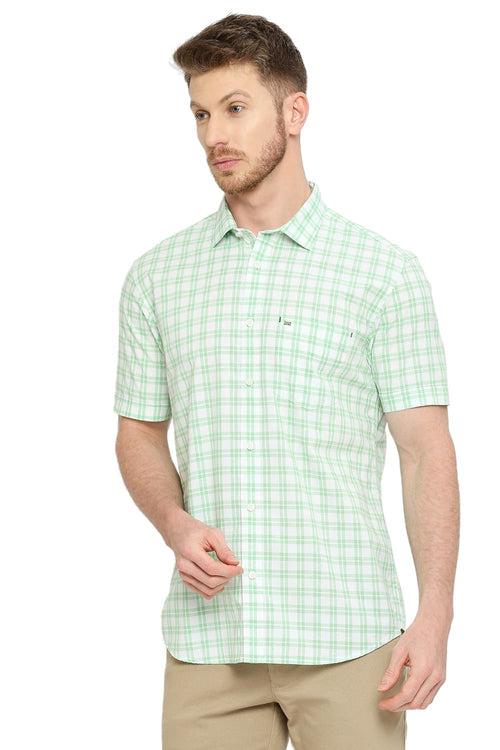 Slim Fit Cotton Checks Halfsleeves Shirt