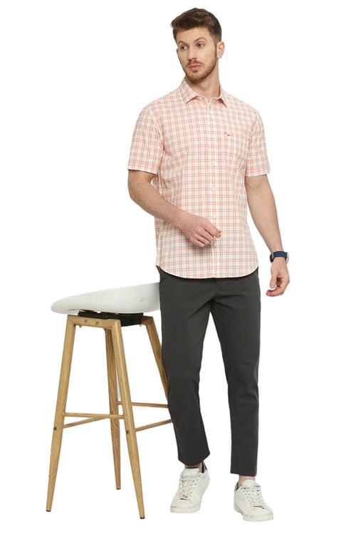 Slim Fit Cotton Checks Halfsleeves Shirt