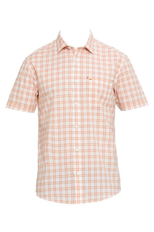 Slim Fit Cotton Checks Halfsleeves Shirt