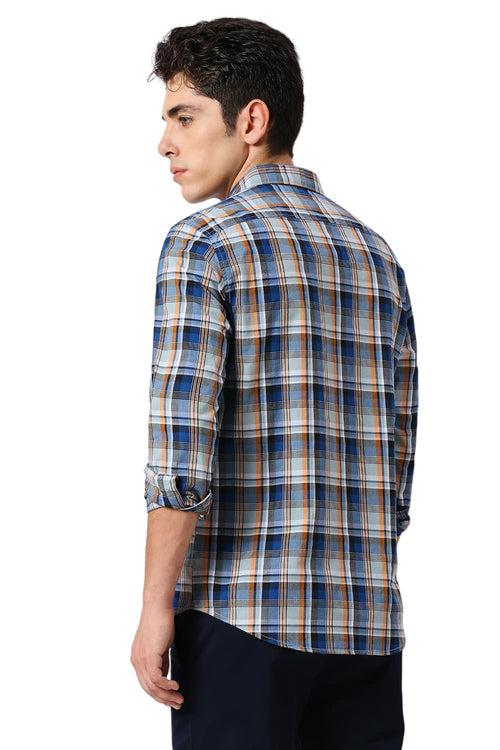 Slim Fit Cotton Checks Shirt