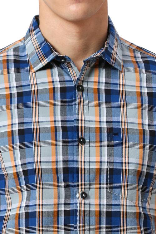 Slim Fit Cotton Checks Shirt