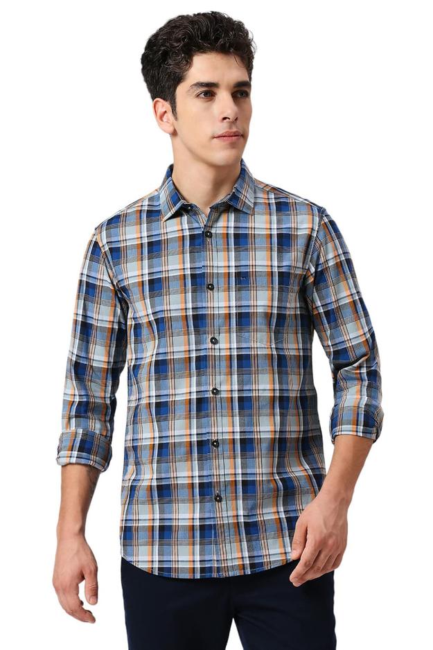 Slim Fit Cotton Checks Shirt