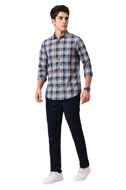 Slim Fit Cotton Checks Shirt