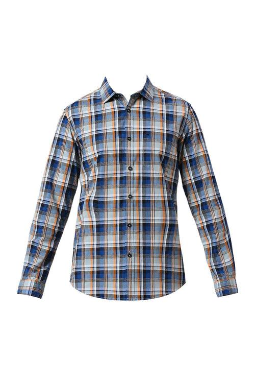 Slim Fit Cotton Checks Shirt