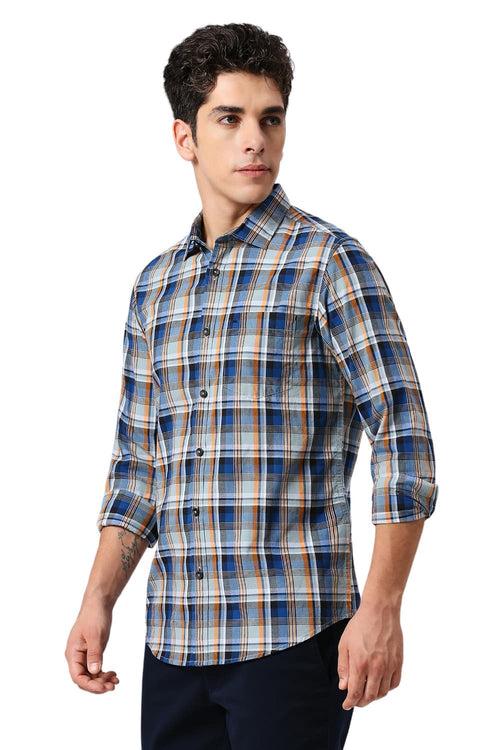 Slim Fit Cotton Checks Shirt