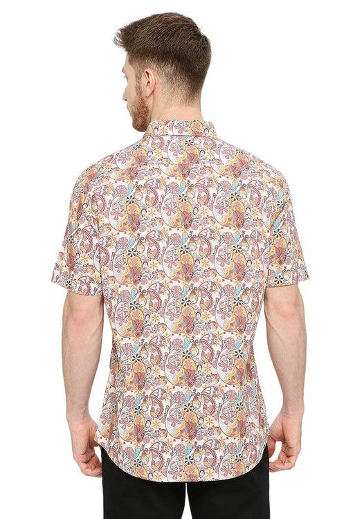 Slim Fit Cotton Viscose Digital Printed Halfsleeves Shirt