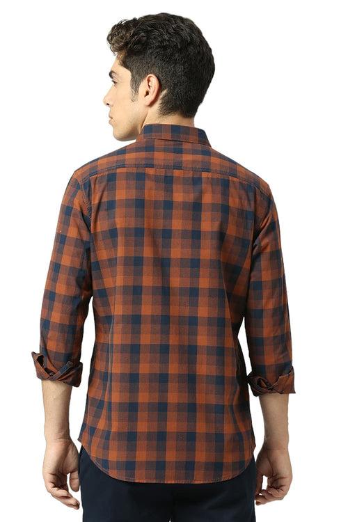 Slim Fit Cotton Fil-a-Fil Checks Shirt