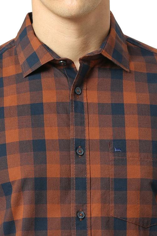 Slim Fit Cotton Fil-a-Fil Checks Shirt