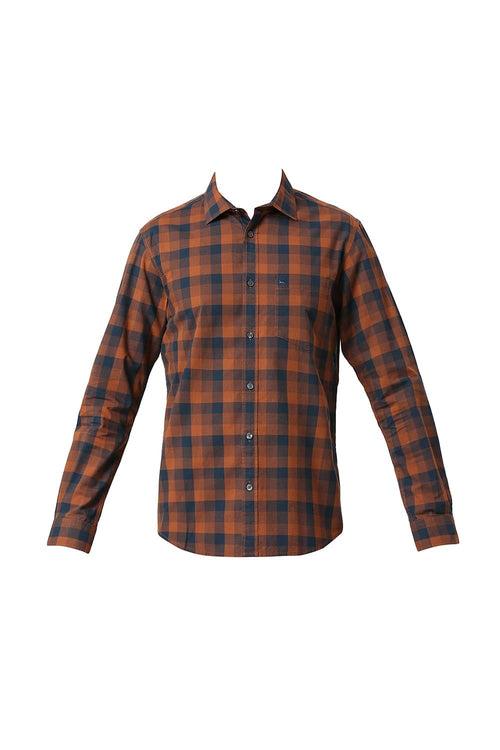 Slim Fit Cotton Fil-a-Fil Checks Shirt