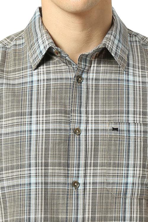 Slim Fit Cotton Twill Checks Shirt