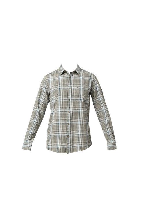 Slim Fit Cotton Twill Checks Shirt