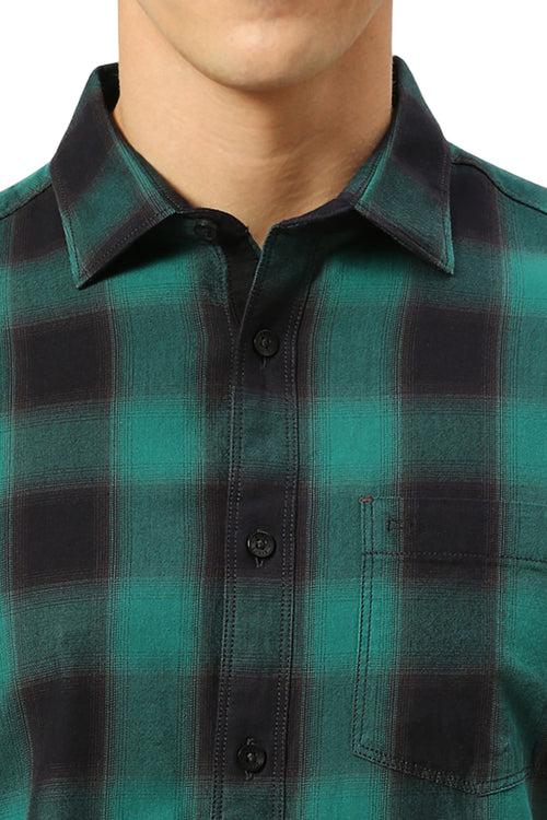 Slim Fit Cotton Twill Checks Shirt