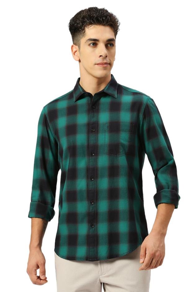 Slim Fit Cotton Twill Checks Shirt