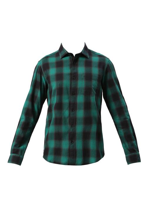 Slim Fit Cotton Twill Checks Shirt