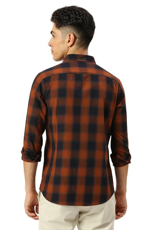 Slim Fit Cotton Twill Checks Shirt