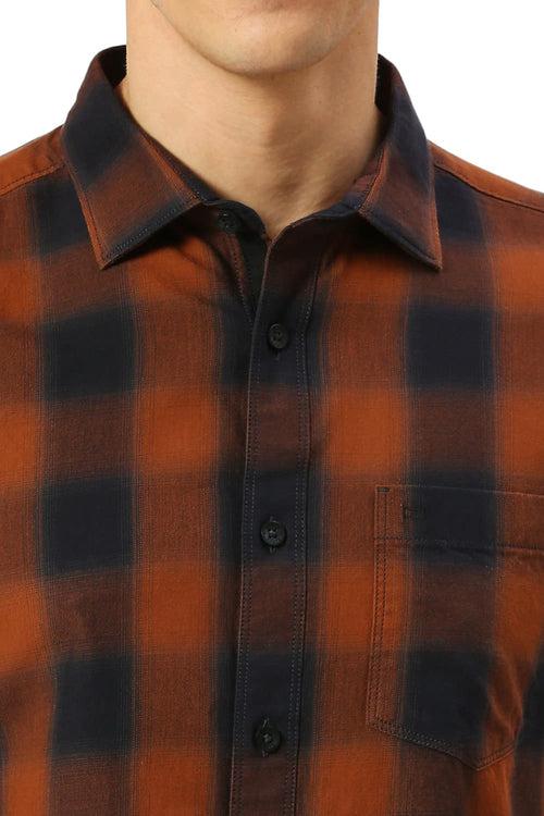 Slim Fit Cotton Twill Checks Shirt