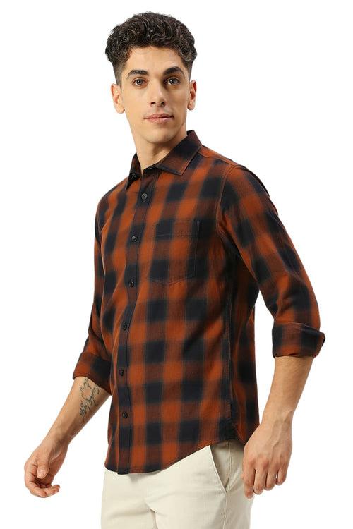 Slim Fit Cotton Twill Checks Shirt