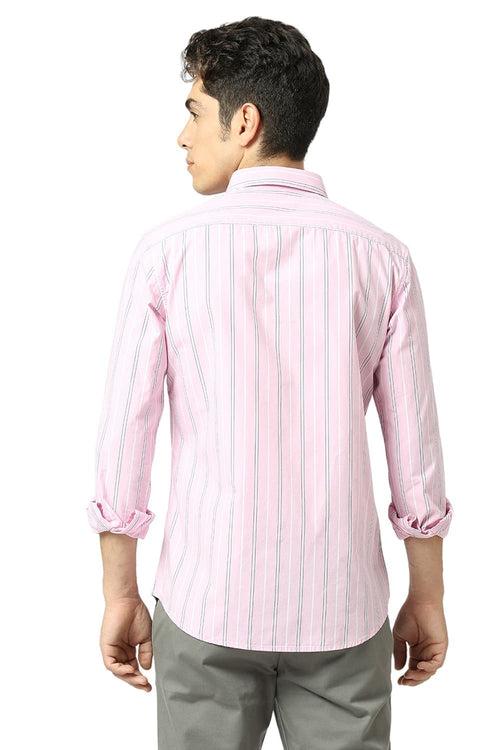 Slim Fit Cotton Fil-a-Fil Stripe Shirt