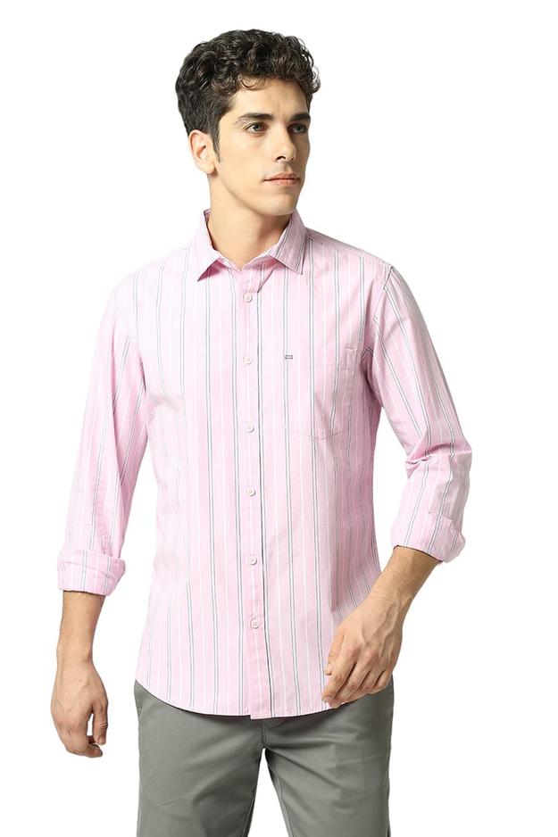 Slim Fit Cotton Fil-a-Fil Stripe Shirt