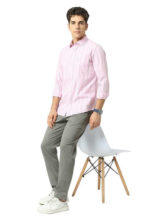 Slim Fit Cotton Fil-a-Fil Stripe Shirt