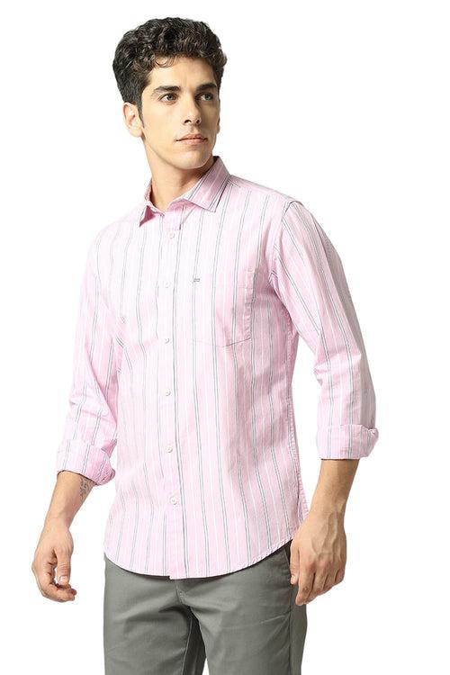 Slim Fit Cotton Fil-a-Fil Stripe Shirt