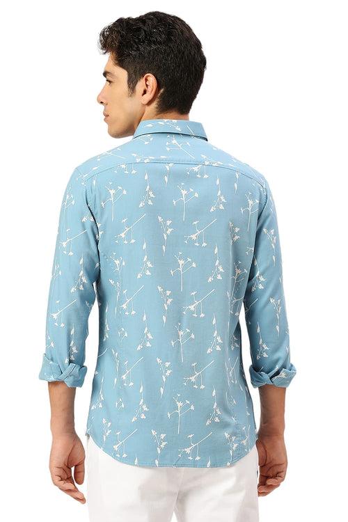 Slim Fit Cotton Viscose Twill Printed Shirt