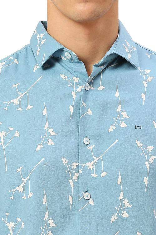 Slim Fit Cotton Viscose Twill Printed Shirt