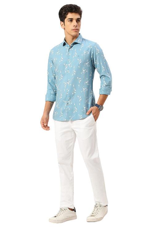 Slim Fit Cotton Viscose Twill Printed Shirt