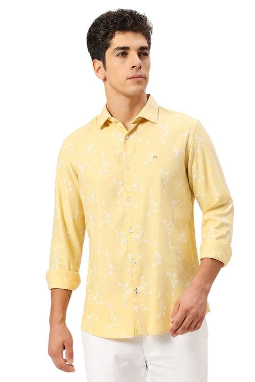 Slim Fit Cotton Viscose Twill Printed Shirt