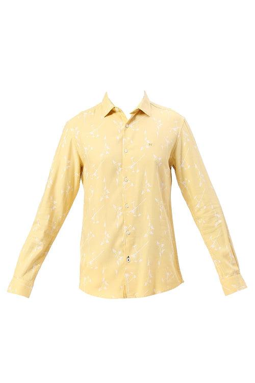 Slim Fit Cotton Viscose Twill Printed Shirt