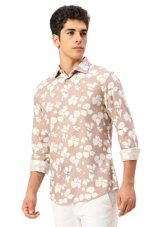 Slim Fit Cotton Viscose Twill Printed Shirt