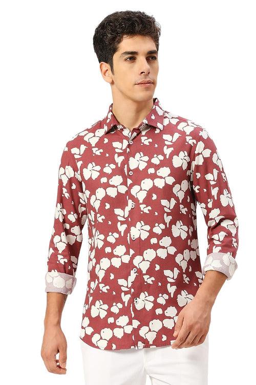 Slim Fit Cotton Viscose Twill Printed Shirt