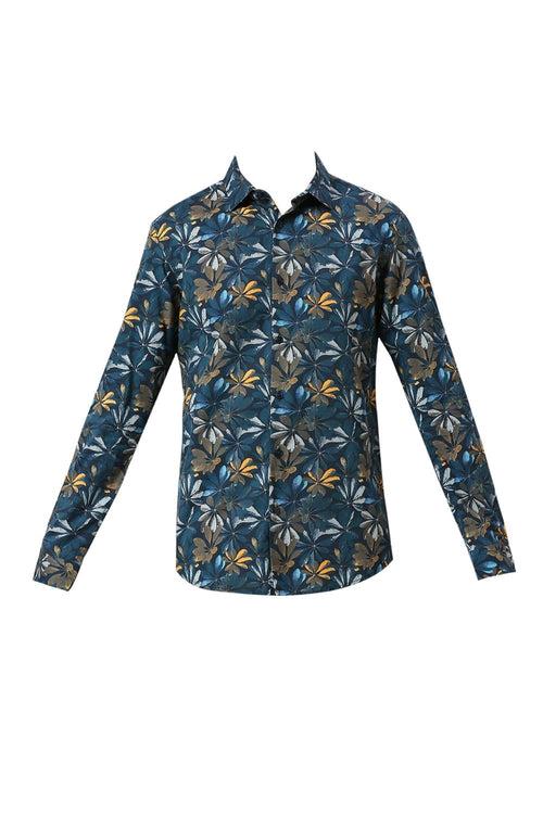 Slim Fit Cotton Viscose Digital Printed Shirt