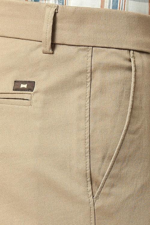 Tapered Fit Cotton Stretch Dobby Trousers