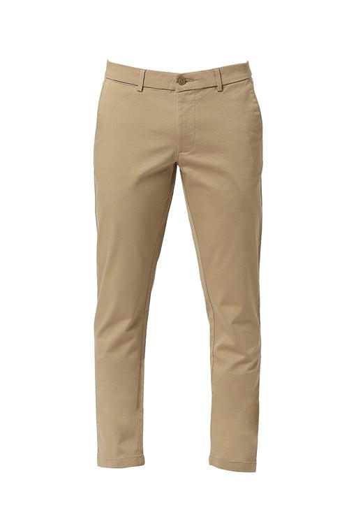 Tapered Fit Cotton Stretch Dobby Trousers