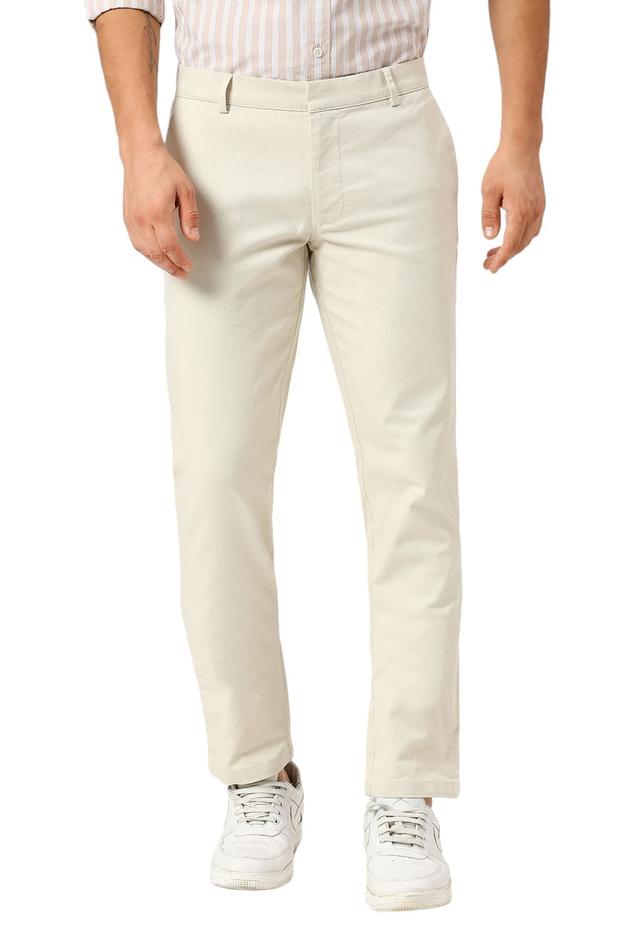 Tapered Fit Cotton Viscose Stretch Dobby Trousers