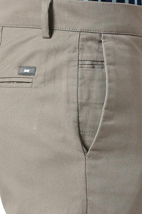 Tapered Fit Cotton Viscose Stretch Dobby Trousers