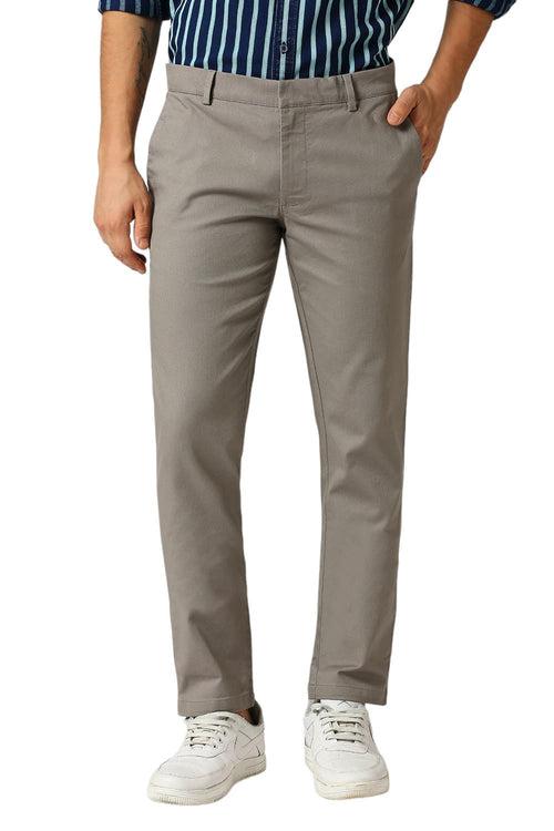 Tapered Fit Cotton Viscose Stretch Dobby Trousers