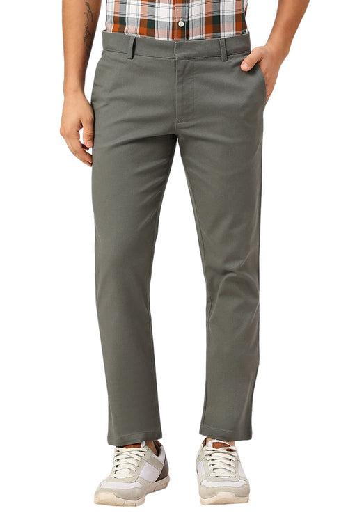 Tapered Fit Cotton Viscose Stretch Dobby Trousers