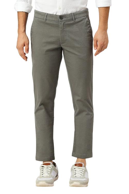 Tapered Fit Cotton Stretch Dobby Trousers