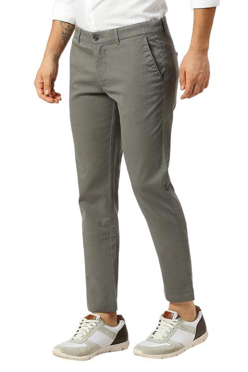 Tapered Fit Cotton Stretch Dobby Trousers