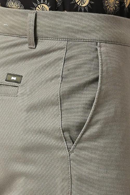 Tapered Fit Cotton Stretch Dobby Trousers