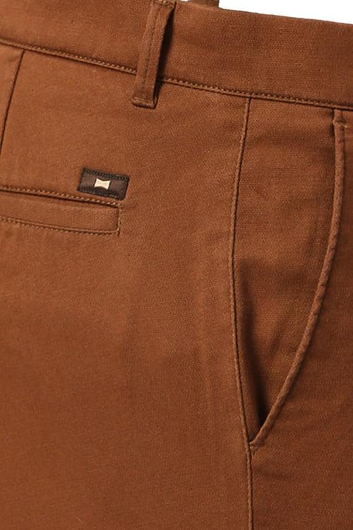 Tapered Fit Cotton Stretch Dobby Trousers