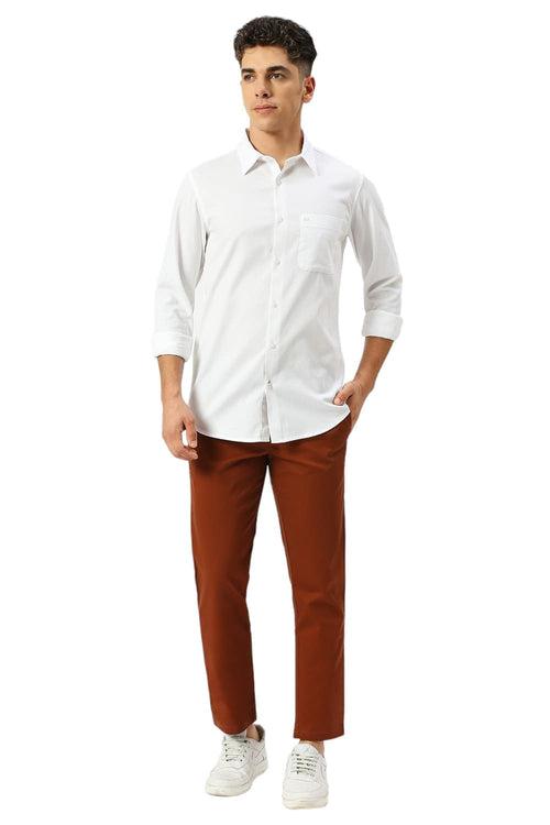 Tapered Fit Cotton Stretch Dobby Trousers