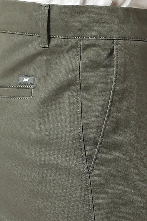 Tapered Fit Cotton Stretch Dobby Trousers