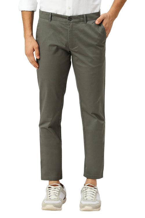 Tapered Fit Cotton Stretch Dobby Trousers