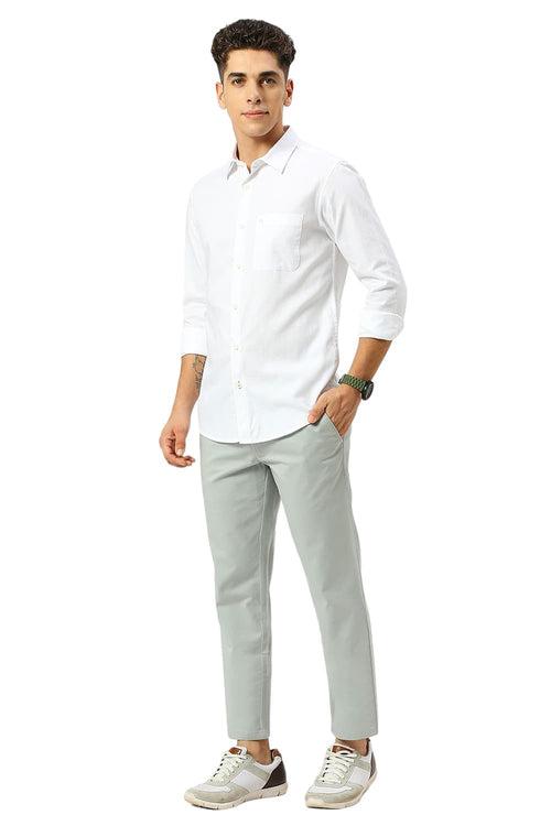 Tapered Fit Cotton Stretch Dobby Trousers