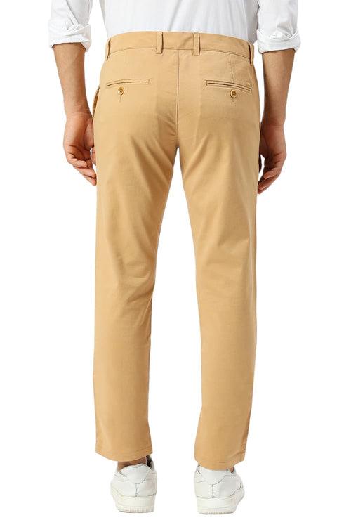 Tapered Fit Cotton Stretch Peach Twill Trousers