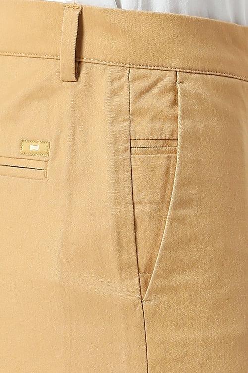 Tapered Fit Cotton Stretch Peach Twill Trousers